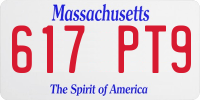 MA license plate 617PT9