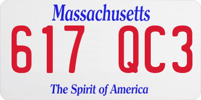 MA license plate 617QC3