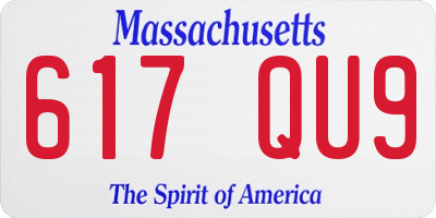MA license plate 617QU9