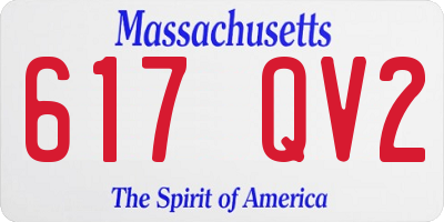 MA license plate 617QV2