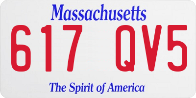 MA license plate 617QV5