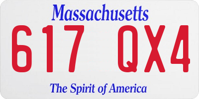 MA license plate 617QX4