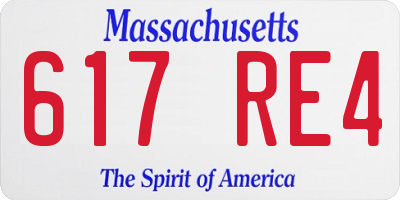 MA license plate 617RE4
