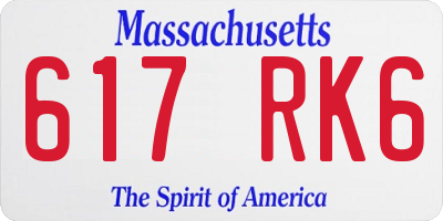 MA license plate 617RK6
