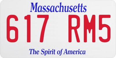 MA license plate 617RM5