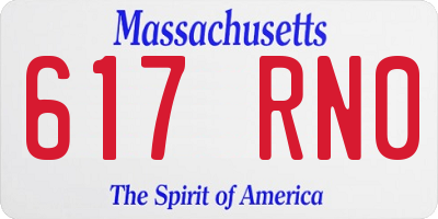 MA license plate 617RN0