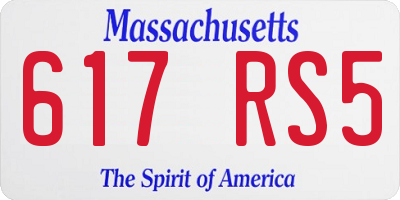MA license plate 617RS5
