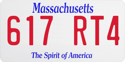 MA license plate 617RT4