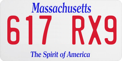 MA license plate 617RX9