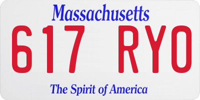 MA license plate 617RY0