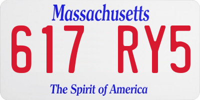 MA license plate 617RY5