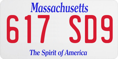 MA license plate 617SD9