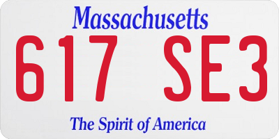 MA license plate 617SE3