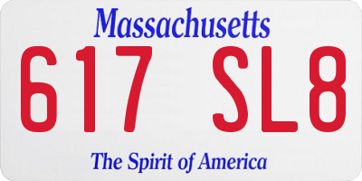 MA license plate 617SL8