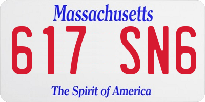 MA license plate 617SN6