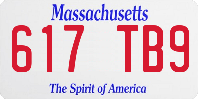 MA license plate 617TB9