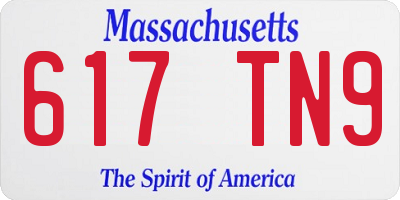 MA license plate 617TN9