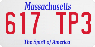 MA license plate 617TP3