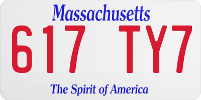 MA license plate 617TY7