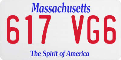 MA license plate 617VG6