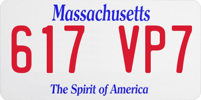 MA license plate 617VP7
