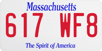 MA license plate 617WF8