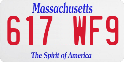 MA license plate 617WF9