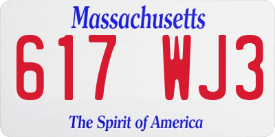 MA license plate 617WJ3