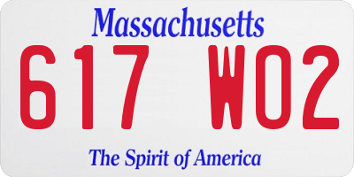 MA license plate 617WO2