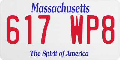 MA license plate 617WP8