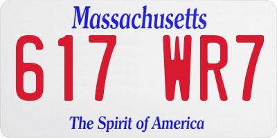 MA license plate 617WR7