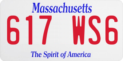 MA license plate 617WS6
