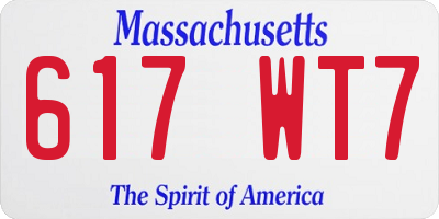 MA license plate 617WT7