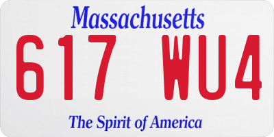MA license plate 617WU4