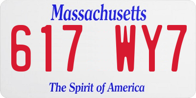 MA license plate 617WY7