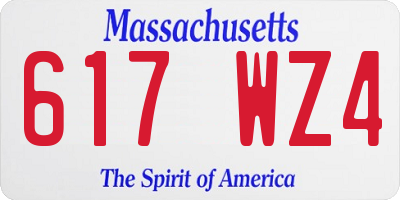 MA license plate 617WZ4
