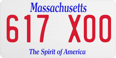 MA license plate 617XO0
