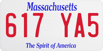 MA license plate 617YA5