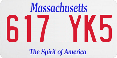 MA license plate 617YK5