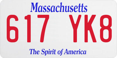 MA license plate 617YK8