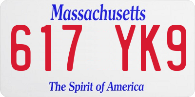 MA license plate 617YK9