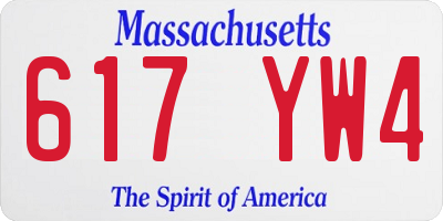 MA license plate 617YW4