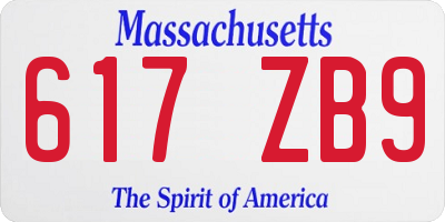 MA license plate 617ZB9