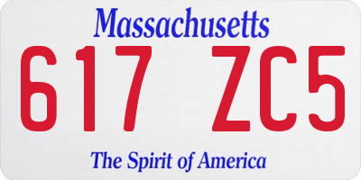 MA license plate 617ZC5