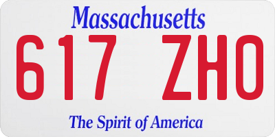 MA license plate 617ZH0