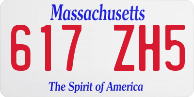 MA license plate 617ZH5