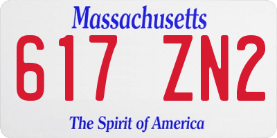 MA license plate 617ZN2