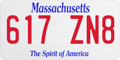 MA license plate 617ZN8