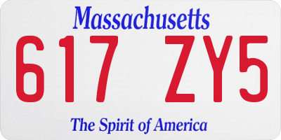 MA license plate 617ZY5