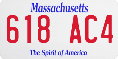 MA license plate 618AC4